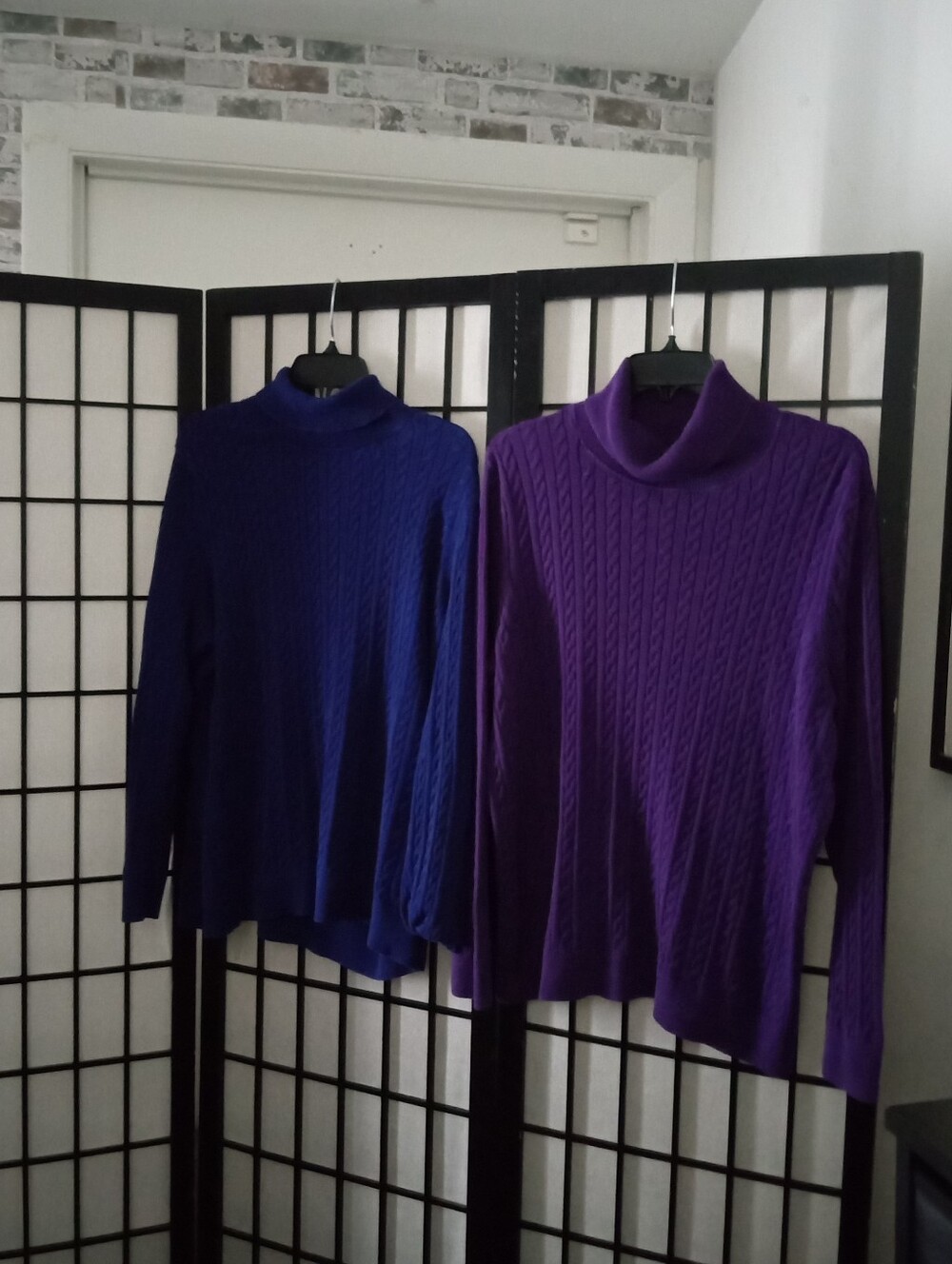 Talbots Cable-Knit Turtleneck Sweaters Bundle- Blue and Purple Size 2X